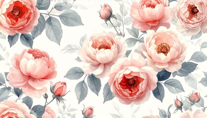 フェミニンでロマンチックな水彩花柄デザイン English: Feminine and Romantic Watercolor Floral Pattern	