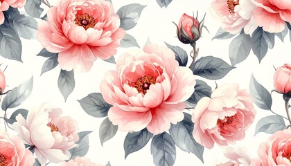 フェミニンでロマンチックな水彩花柄デザイン English: Feminine and Romantic Watercolor Floral Pattern	