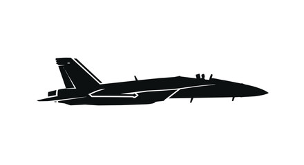 Sleek minimalist silhouette of a modern military fighter jet aircraft for advanced aerial power themes
