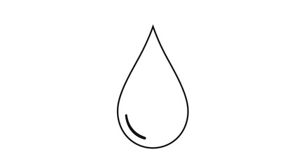 A pristine, singular liquid droplet depicted with elegant simplicity in a minimalist line art style, embodying essential purity and fluid grace on a