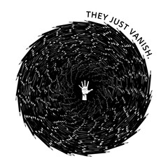 Funny Disappearing Pencils Vortex Concept With Reaching Hand Illustration