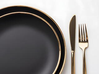 empty plate with fork and knife