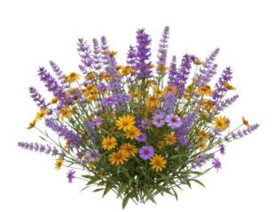 Wildflower bouquet with lavender transparent background cutout png