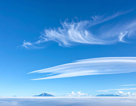 澄んだ青空と柔らかな雲が広がるミニマル背景