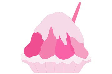 Sweet shaved ice dessert on white background