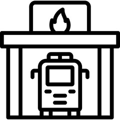 fire station icon illustration design with outline