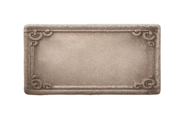 Ornate stone plaque providing empty space for text or graphics with decorative classical carving
