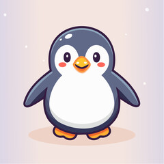 Obraz premium Cute cartoon penguin with a white belly and orange feet.