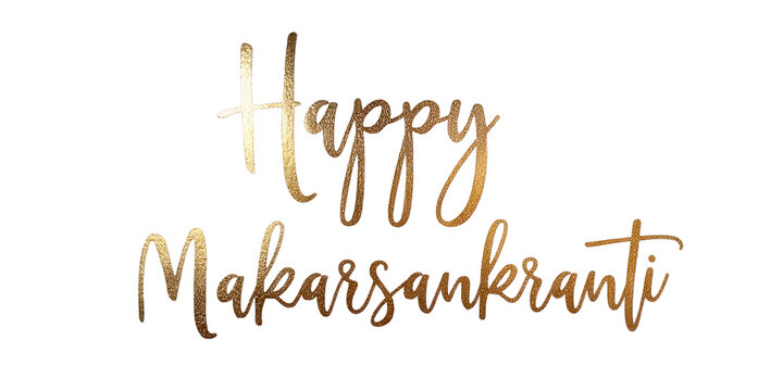 Happy Makar Sankranti Greeting with Golden Foil Typography on Black Background