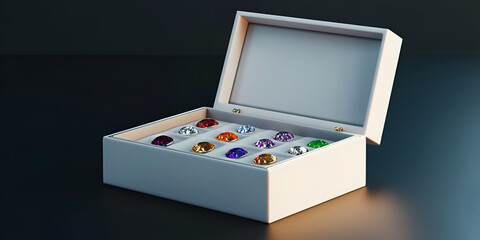 Jewelry Box with Open Lid and Gemstone Collection