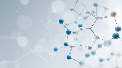 a modern medicalthemed web banner featuring a sleek gradient background in white and light blue adorned with intricate molecular designs perfect for showcasing advancements in science technology and 