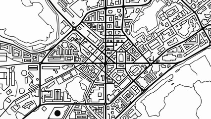 Obraz premium Detailed City Map Blueprint with Streets and Buildings.