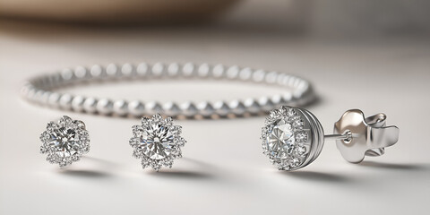 Jewelry Set Including Earrings, Necklace, and Ring on Display