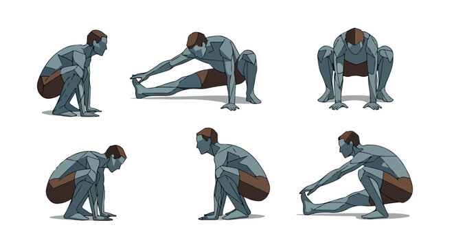Man stretching poses fitness exercise routine