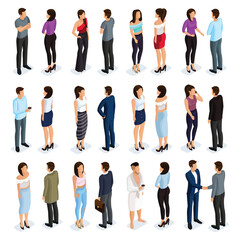 Diverse Group of Isometric People Standing and Interacting 1.