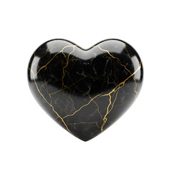 Black Marble Heart Shape with Golden Veins.