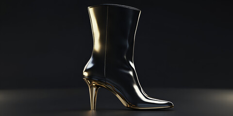 Lace-Up High-Heeled Boots with Metallic Tips