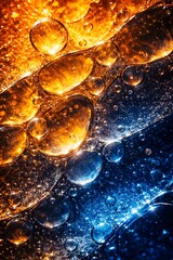 Vibrant cosmic landscape showcasing a dynamic interplay of fiery orange and deep blue celestial elements in outer space