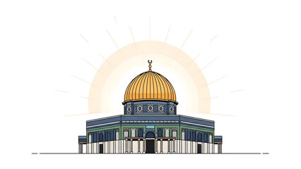 Obraz premium Dome of the Rock in Jerusalem with golden sunlight