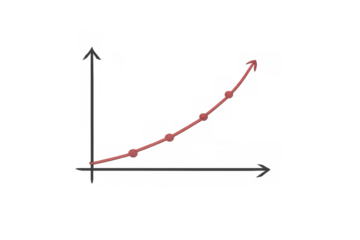 Business growth chart with upward red arrow showing financial increasing progress and market success on transparent background
