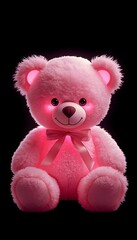 Obraz premium A pink teddy shining in the dark, symbolizing deep emotions.