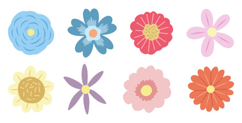 Flat Cartoon Style Simple Flower Illustration