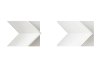 Two white arrows, geometric and folded, point to the right