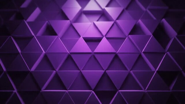 Abstract purple triangular geometric pattern background loop with shifting light and dark shadows for creative visuals