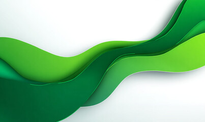 A wavy green abstract design with multiple shades on a white background for modern artistic expression