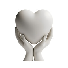 Hands Holding White Heart Sculpture Together.