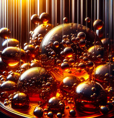 Detailed Luxury Background of Overlapping Metallic Golden Spheres 3D