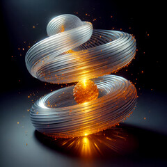 Golden Torus Energy Structure with Warm Radiant Glow in Dark Space