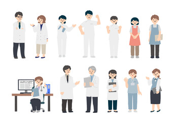 医療スタッフのイラストセット / Medical Staff Group Illustration