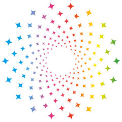 円形のキラキラマークのハーフトーン風イラスト