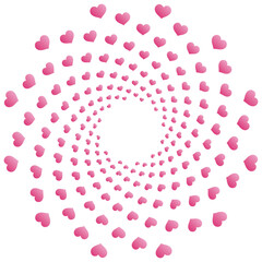 円形のハートマークのハーフトーン風イラスト