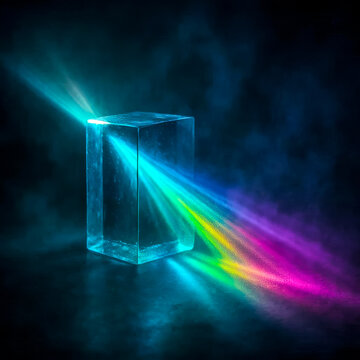 Vibrant Rainbow Laser Light Beam Refracting Through Glass Prism 3D