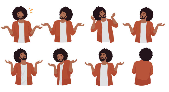 Man with afro hair expressing confusion with transparent background