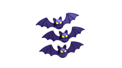 Three Cartoon Bats with Yellow Eyes