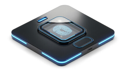 3D Render of Futuristic Biometric Fingerprint Scanner Device