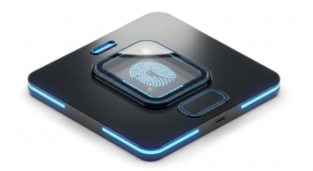 3D Render of Futuristic Biometric Fingerprint Scanner Device