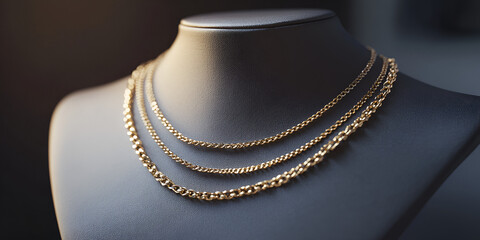 Necklaces Arranged on Jewelry Bust Display with Detailed Craftsmanship