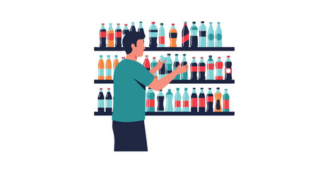 Fototapeta premium Man choosing drinks on shelf in store