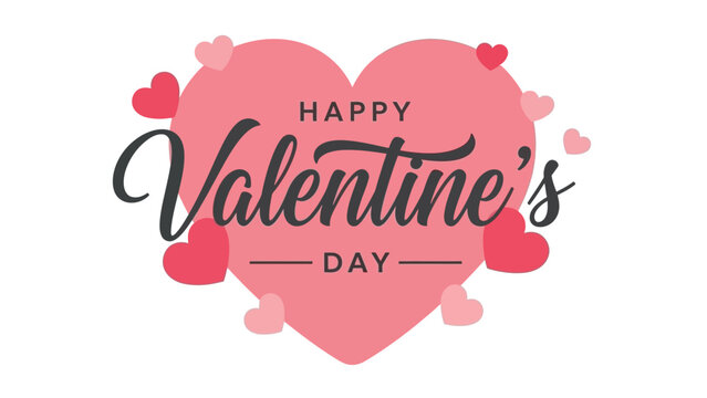 Happy Valentine's Day greeting card design with a big pink heart and smaller decorative hearts, perfect for romantic celebrations and love expressions