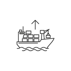 Obraz premium Cargo Ship with Containers and Crane in Ocean Under Clear Sky