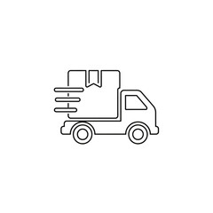 Fototapeta premium Delivery Truck Icon with Moving Box Symbol for Logistics and Shipping Concepts