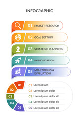 Professional Five Step Vertical Process Infographic with Gradient Elements