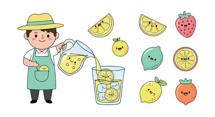 Lemonade maker with fruits and citrus elements