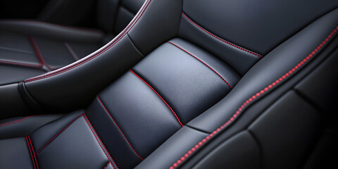 Premium Leather Car Seats with Red Stitching Interior Detail