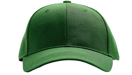 Emerald green baseball cap on a transparent black background