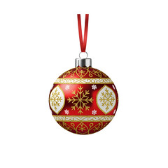 Red Christmas Ornament with Gold Snowflakes.